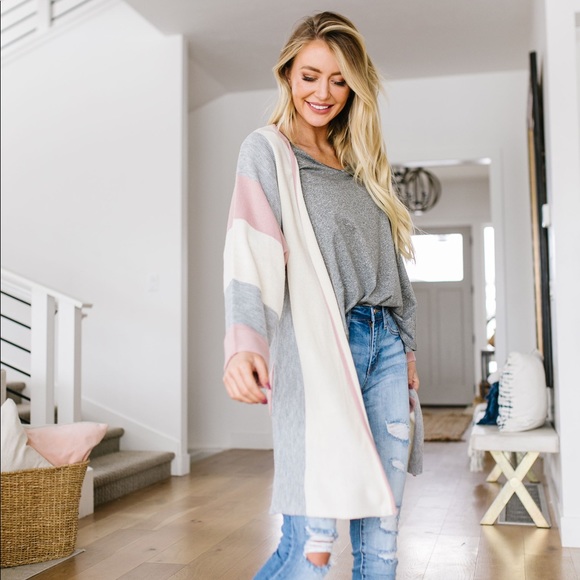 LAST SIZE❗️Rosy Outlook Color Block Cardigan - Picture 5 of 8